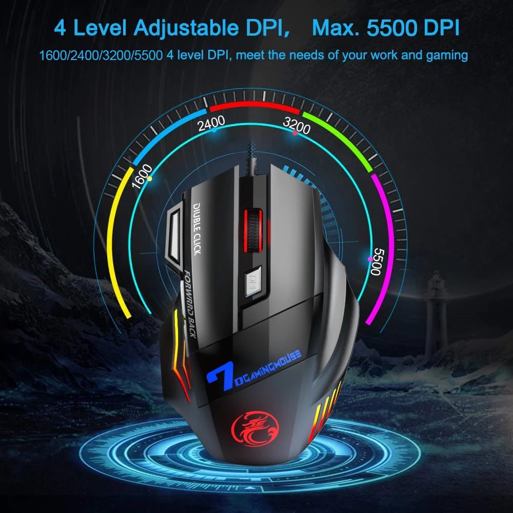 Rgb Wired Mouse Gaming Mouse For Computer Ergonomic Mause Gamer With Cable Backlight LED Silent 5500 DPI Usb Mice For Laptop Pc