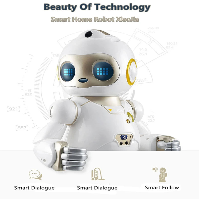Humanoid Educational RC Robot Accompanying Children Home Sweeping Programming Demo Smart Follow Me Brillant Light Dance Toy Gift