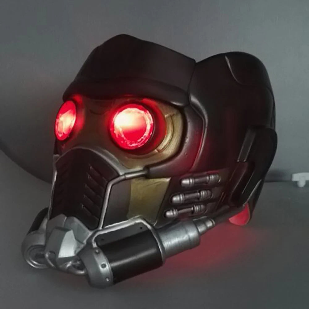 Cos Guardians Helmet Cosplay Peter Quill Helmet PVC with Led Light Star Lord Helmet Halloween Party Mask Adults