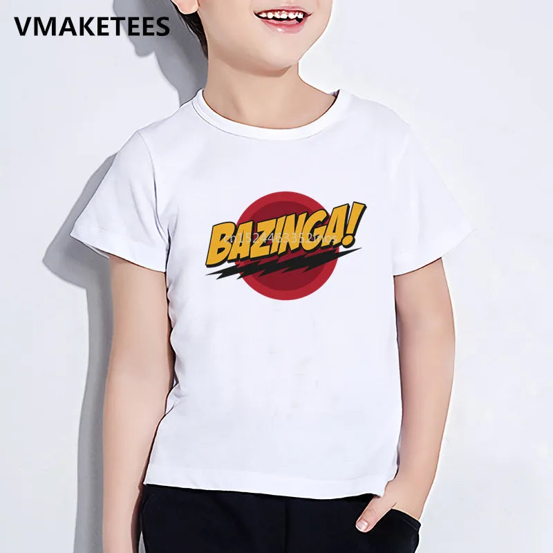 Kids Summer Short Sleeve Girls & Boys T shirt Children The Big Bang Theory Bazinga Print T-shirt Casual Baby Clothes,HKP462