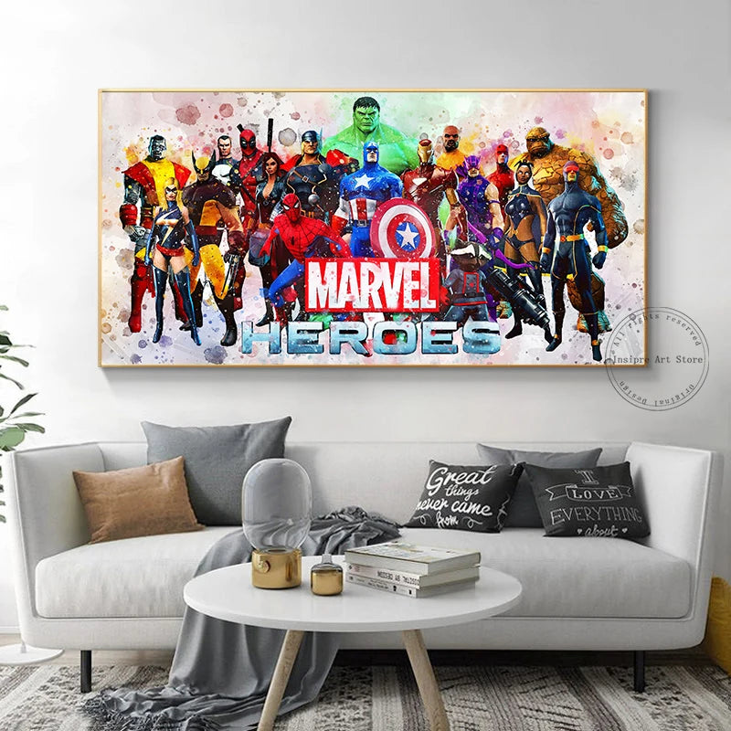 Watercolor Marvel Canvas Painting Superhero Captain America Poster Prints Wall Art Pictures for Kids Bedroom Decor Cuadros
