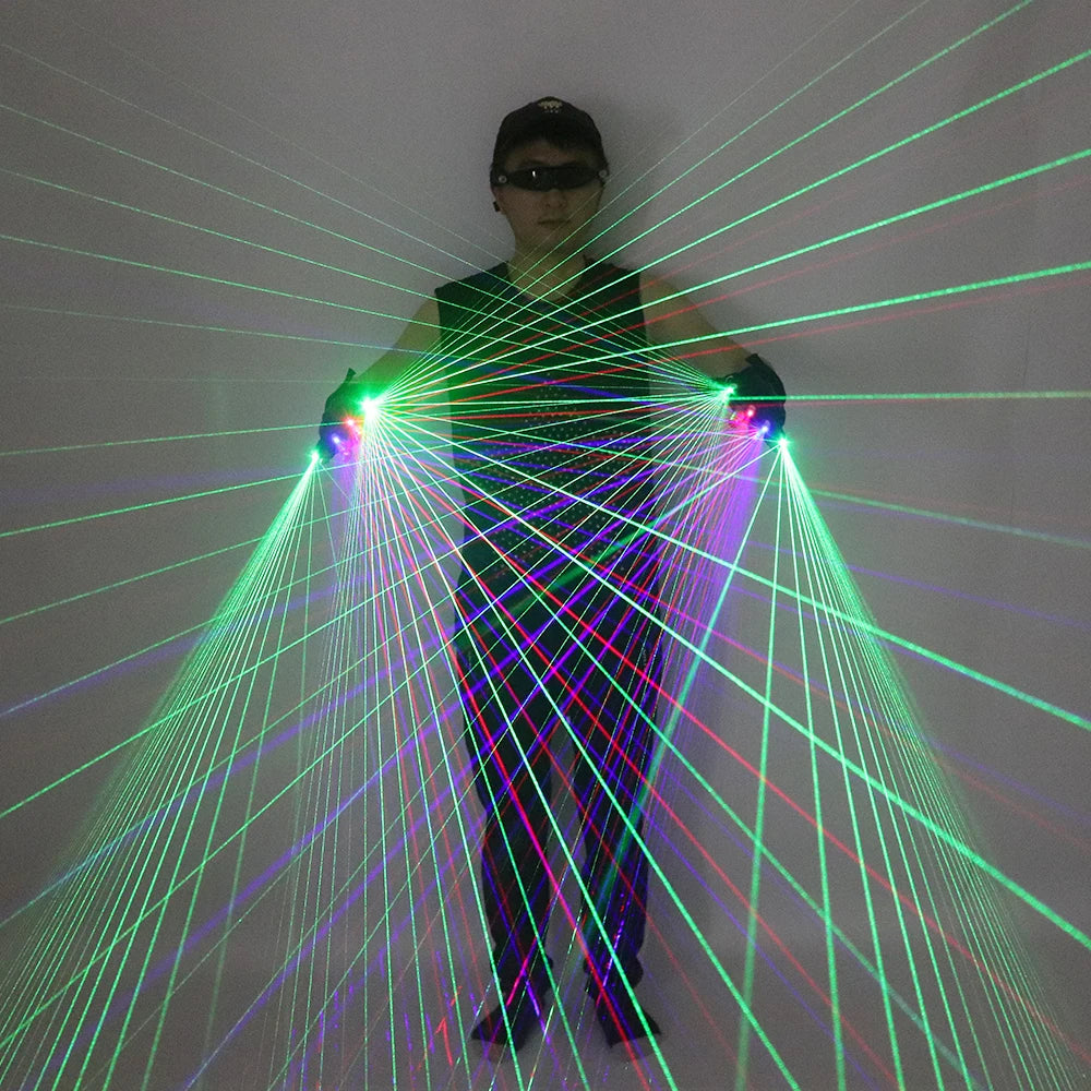 2 in 1 Red Green Blue Laser Gloves LED Laser Multi-ray Gloves Laser Man DJ Singer Robot Stage Party Performance Supplies