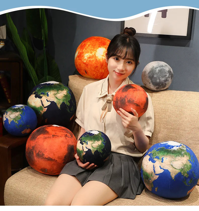 17cm/6.7in Solar System Planet Plush Toy Simulated Sun Earth Moon Mars Planet Throw Pillow Toy Kids Gift for Space Enthusiasts