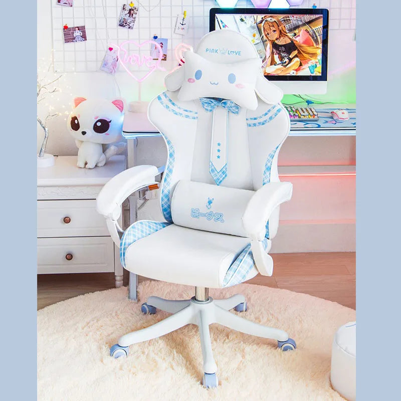 2023 Hot Sale JK Gaming Chair Cute Pink Japanese Girl Upgradable Rotary Nгровые Cтуль Student Home Office Fixed Armrest Bow Cтул