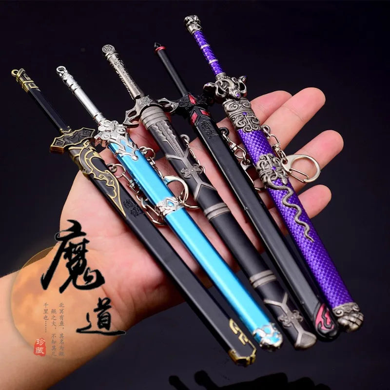 The Founder of Diabolism Anime Peripherals Full Metal Replica Miniature Weapon Model Wei Wuxian Lan Wangji Sword with Sheath Toy