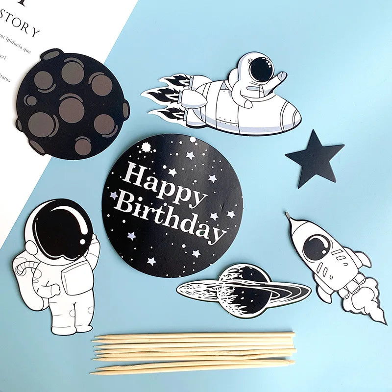 Outer Space Theme Cake Topper Space Planet Astronaut Cake Decoration For Birthday Party Decorations Kids Gifts Baby Shower