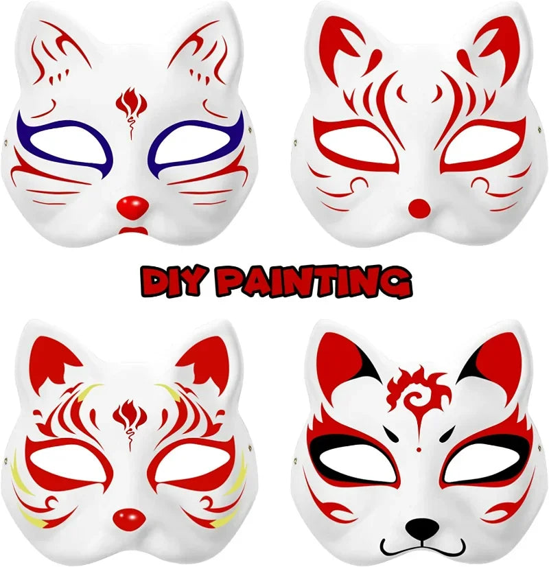 1/5pcs White Masks DIY Paper Mask Blank Hand Painted Mask Blank Cat Mask for Decorating DIY Paintable Animal Cosplay Party