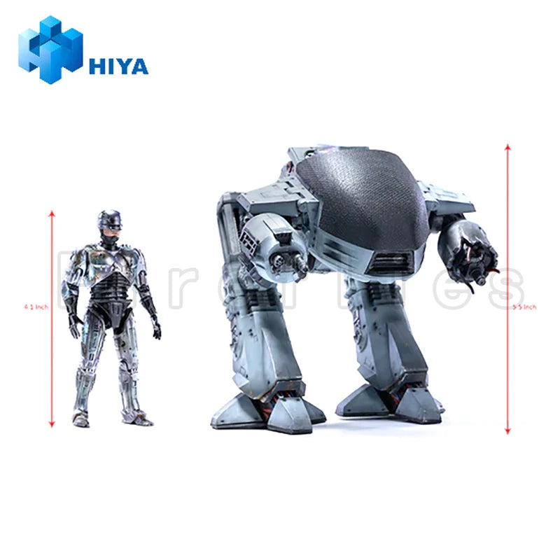 1/18 HIYA Action Figure Exquisite Mini Series ED209 VS Robocop BattleDamage 2 Pack SDCC Anime Collection Model Toy Free Shipping