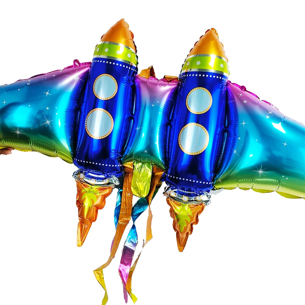 Rocket  Wing Aluminum Foil Balloon Rocket Airship Balloon Outer Space Balloon Galaxy Themed Kids Birthday Party Cosplay Supplies