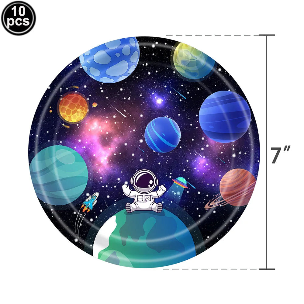 Outer Space Party Supplies Space Astronaut Party Tableware Paper Plates Napkins Planets Boys Birthday Party Baby Shower Decor