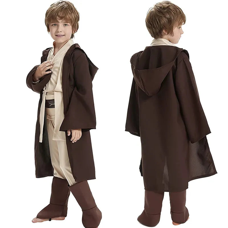 Disney Star Wars Cosplay Costume Kids Jedi Warrior Cosplay Hooded Cloak Clothing Suit Halloween Party Costumes for Child