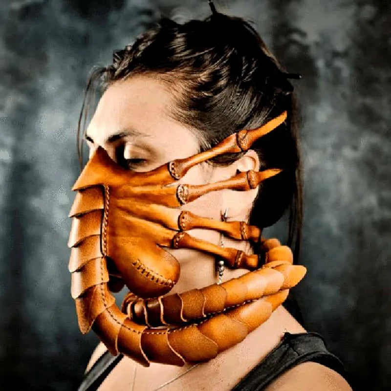 1Pc Men's Masks Cosplay Halloween Scorpion Mask Leather Alien Face Hugger Horror Party Face Cover Fancy UK Popular Fashion Masks