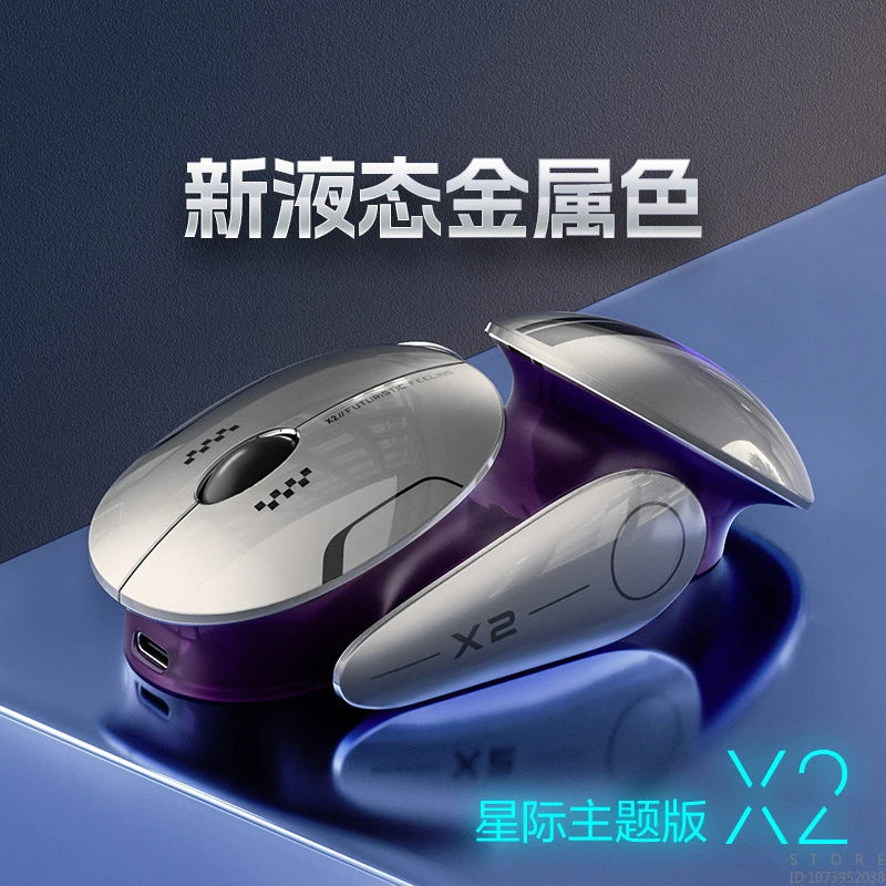 Rechargeable Bluetooth Wireless Mouse, Supports 2.4Ghz Wireless, BT4.0, BT5.0 Three Connection Methods, for Laptop/Notebook/iPad