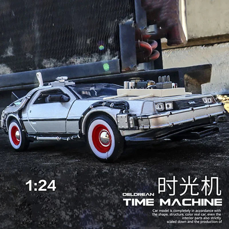 1/24 Scale Car model Diecast Alloy Back To The Future 1 2 3 Part Time Machine DeLorean DMC-12 Metal Vehicle Toy Welly Collection