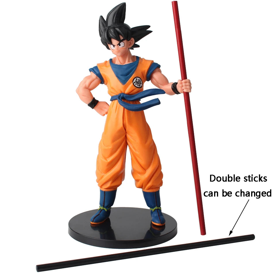 22cm Anime Dragon Ball Holding a Stick to Commemorate Goku 20th Anniversary PVC Action Figures Collection Model Toys Gifts