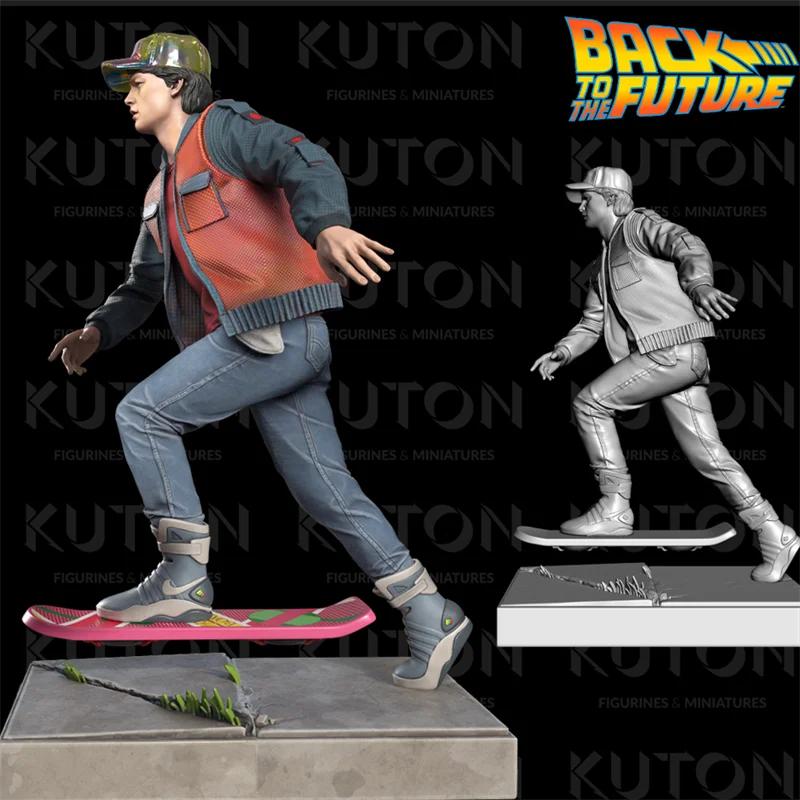 1/24 Scale 75mm Back to the Future Skateboard Marty Figures Unpainted Resin Model Movie Character Figurines Miniature Collection