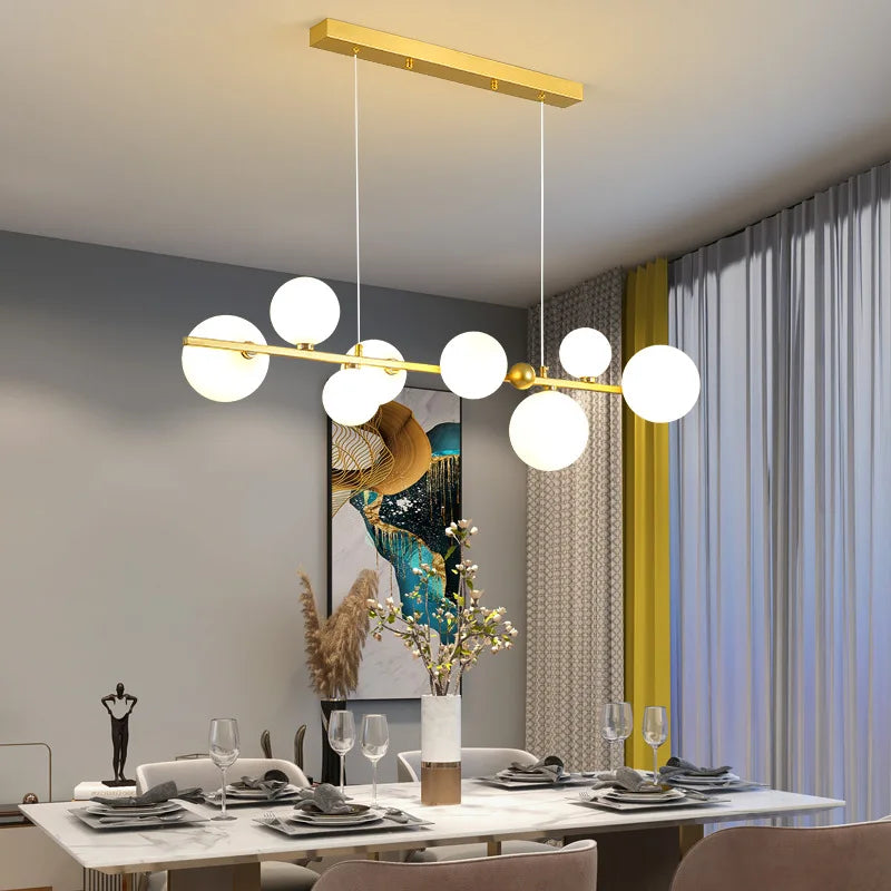 SANDYHA Modern Led Glass Ball Chandeliers Home Decoration Pendant Lamp Living Loft desk Dining Bedroom Furniture Indoor Lighting