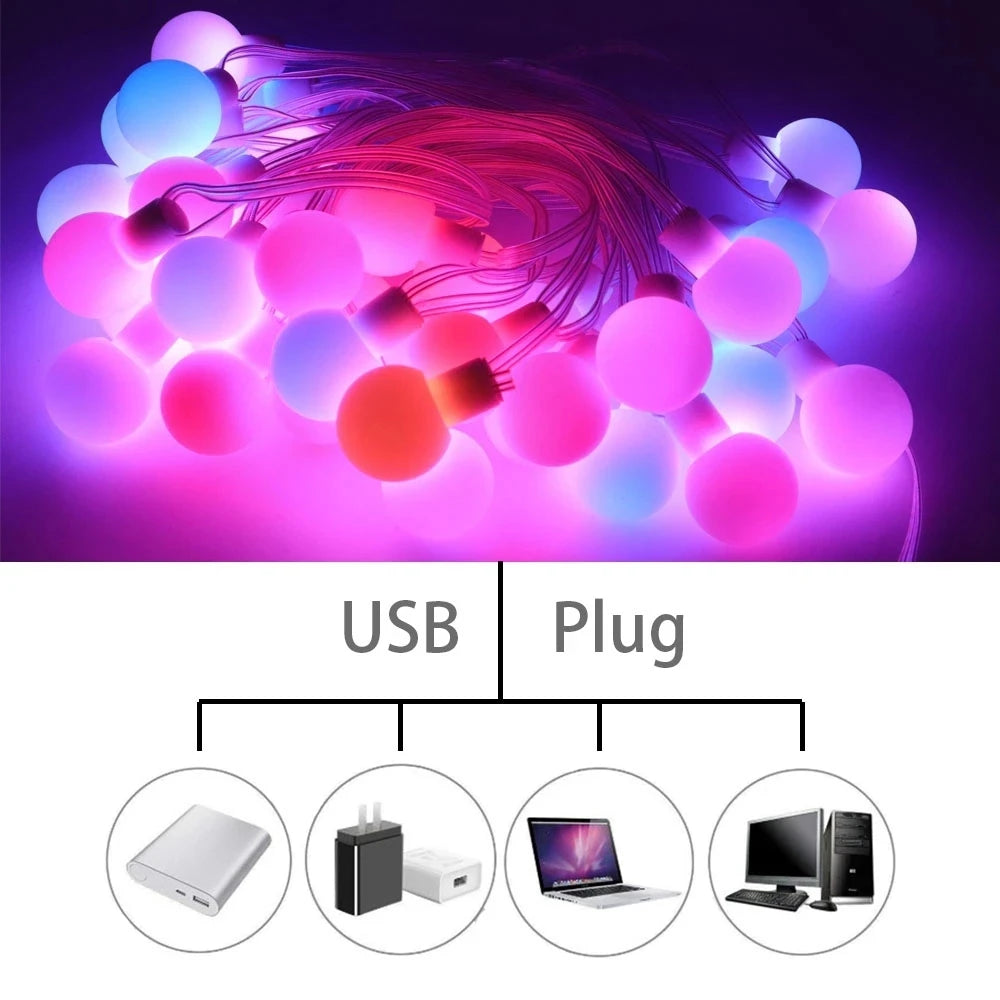 WS2812B Colorful LED Round Ball String Light WS2812 Addressable Individually Strip Christmas Party Birthday Decoration IP67 DC5V