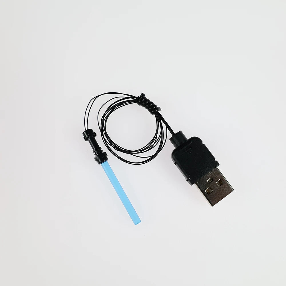 2 PCS USB Small Lightsaber Glow LED Light Swords Star Trooper War Movie Figures Accessories Blocks Bricks Weapons DIY Boy Toys