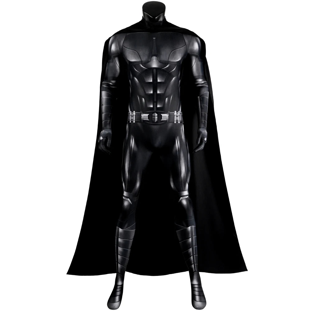 Adult Halloween Carnival 2023 Newest Bat Cosplay Bruce Wayne Costume Superhero Printing Jumpsuit With Cape