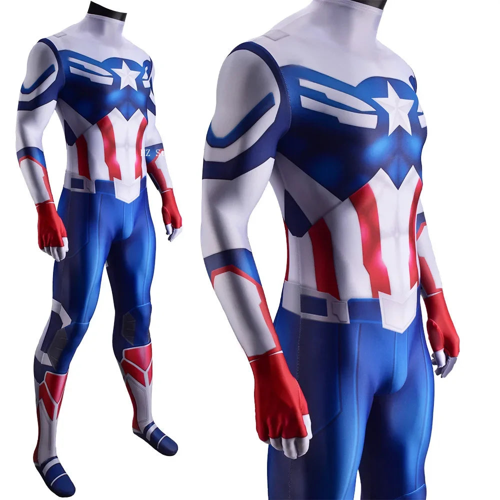 Marvel The Falcon and the Winter Soldier Captain America Jumpsuit Halloween Cosplay Costume Bodysuit for Kids Man Gift