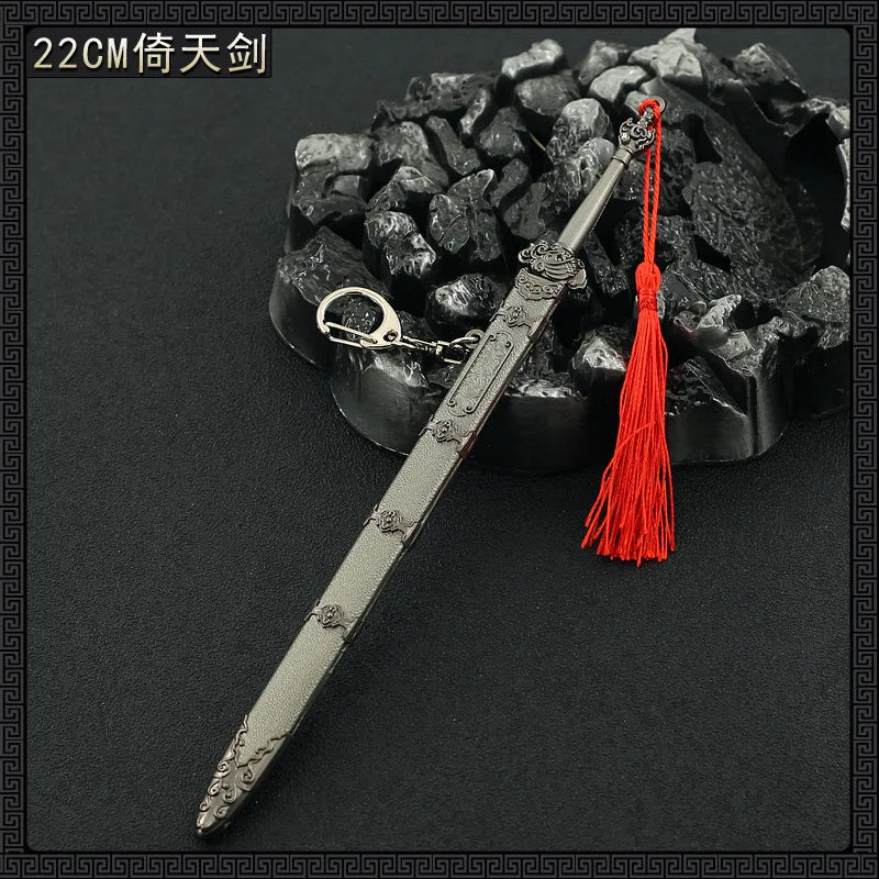 22cm Heaven Leaning Sword Ancient Chinese All-Metal Cold Weapon Model 1/6 Replica Miniatures Boys Doll Equipment Ornament Crafts