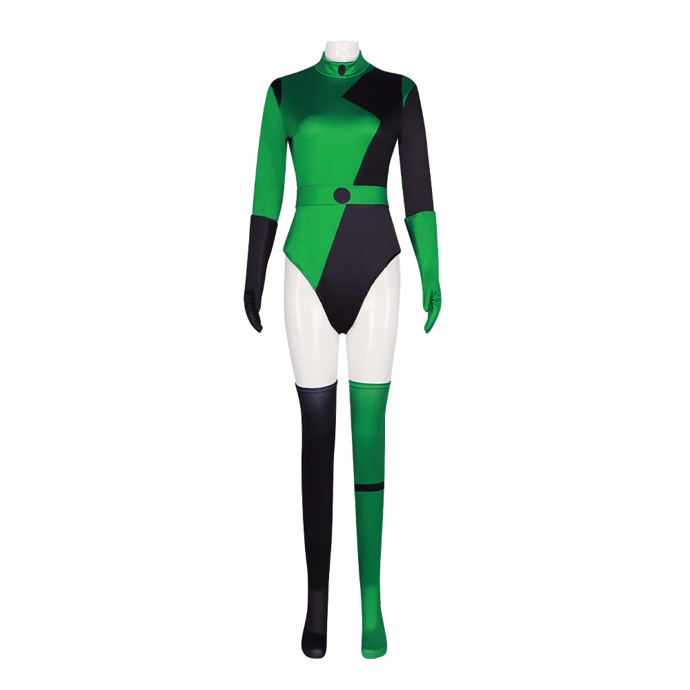 Kim Possible Cosplay Costume Shego Bodysuit Jumpsuit Adult Children Halloween Carnival Party Outfits