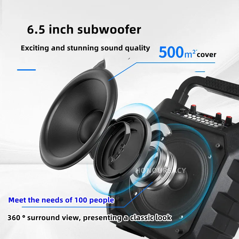 200W High Power Karaoke Players Portable Wireless Bluetooth Speakers Home Theatre Audio System Outdoor Sound Box with FM MIC