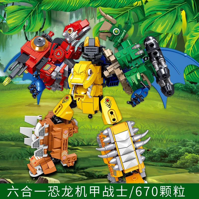 Dinosaur Transformation Robot  Building Blocks Assemble Deformation Dino World Construction Set Figures Bricks Educational Toys