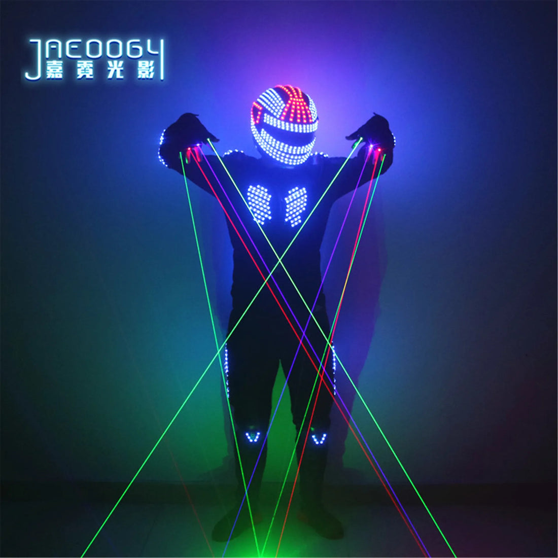 Adult Light Up Costume Men Party Nightclub DJ Show Rave Outfit LED Clothing Tron Dance Wear Stage Performance Wear Robot Helmet
