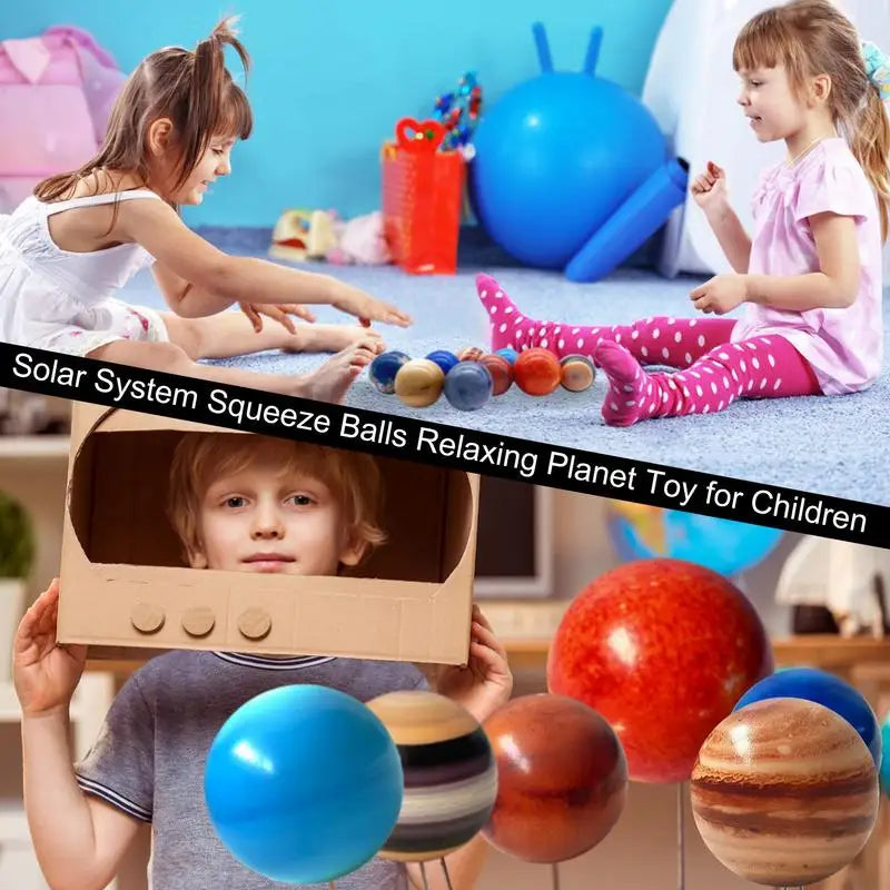 10pcs Solar System Planets Bouncy Balls Montessori Toys Sponge Soft Ball Eight Planets Sun Moon Ball Kids Early Educational Toys