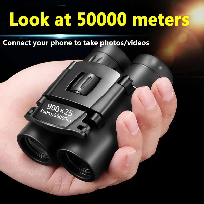 900x25 High Power HD Low Light Level Night Vision Binoculars Portable Travel 50000M Long Range Folding Mini Telescope Optics