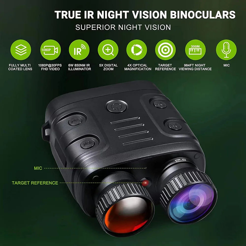 Binoculars Night Vision Device 1080P HD 850nm Infrared 5X Digital  Zoom Telescope Goggles Outdoor Hunting Camping Full Dark 300m