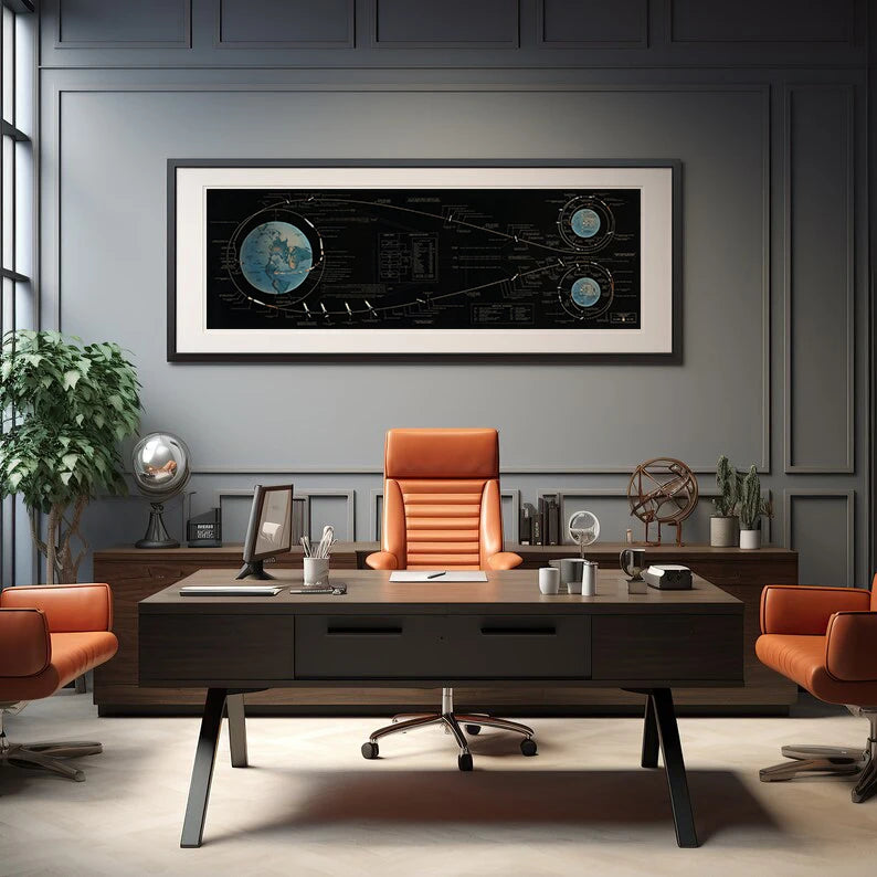 Vintage Space Apollo 11 Lunar Landing 1967 Mission Flight Plan Chart Poster Canvas Painting Wall Art Pictures Home Office Decor