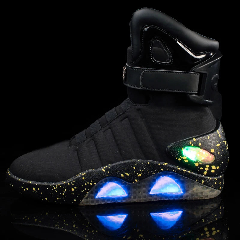 Adults USB Charging Led Luminous Shoes For Men's Nice Light Up Casual Men Back To The Future Glowing Sneakers High Quality