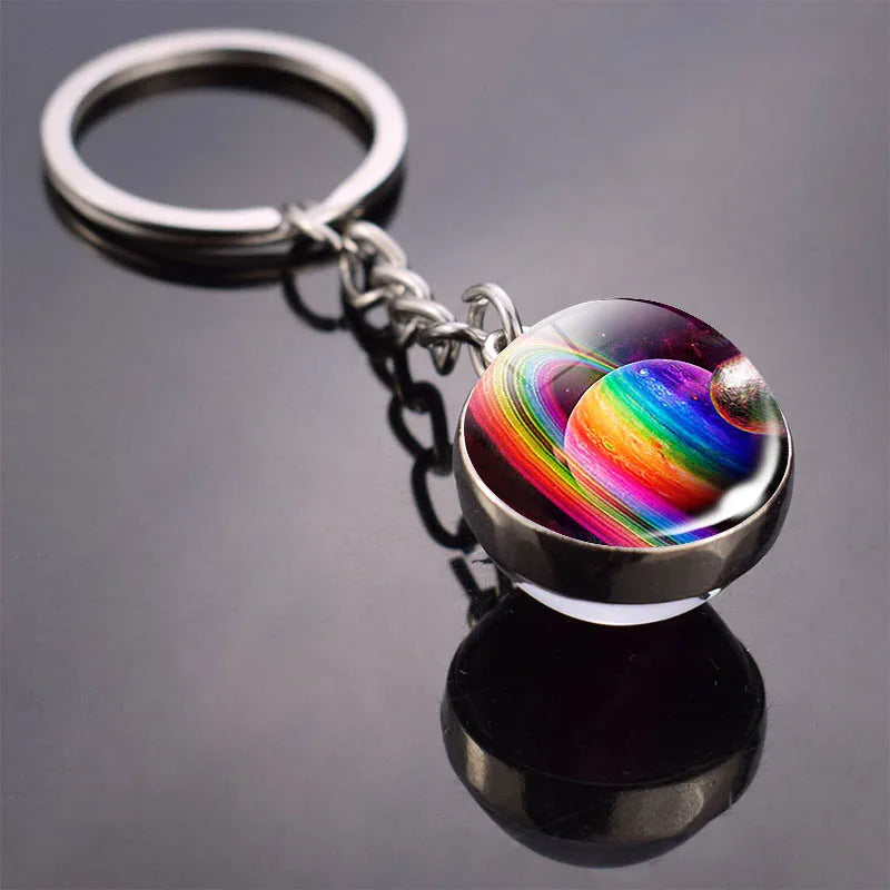 Univers Planet Keychain Galaxy Nebula Space Key Chain Glass Ball Keyring Solar System Jewelry for Men Women Gifts Wholesale