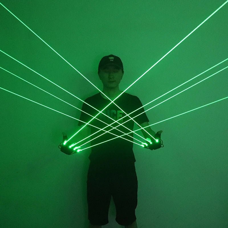 Green Laser Gloves Laser Beam Flash Finger,Nightclub Bar Dance Singer Props DJ Mechanical Gloves LED Light