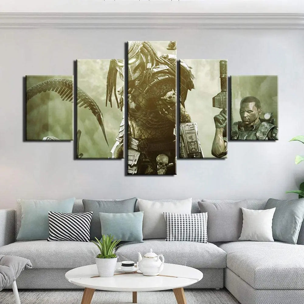No Framed 5 Pieces Alien vs Predator v2 Movie Modular HD Wall Art Canvas Posters Pictures Paintings Home Decor Room Decorayions