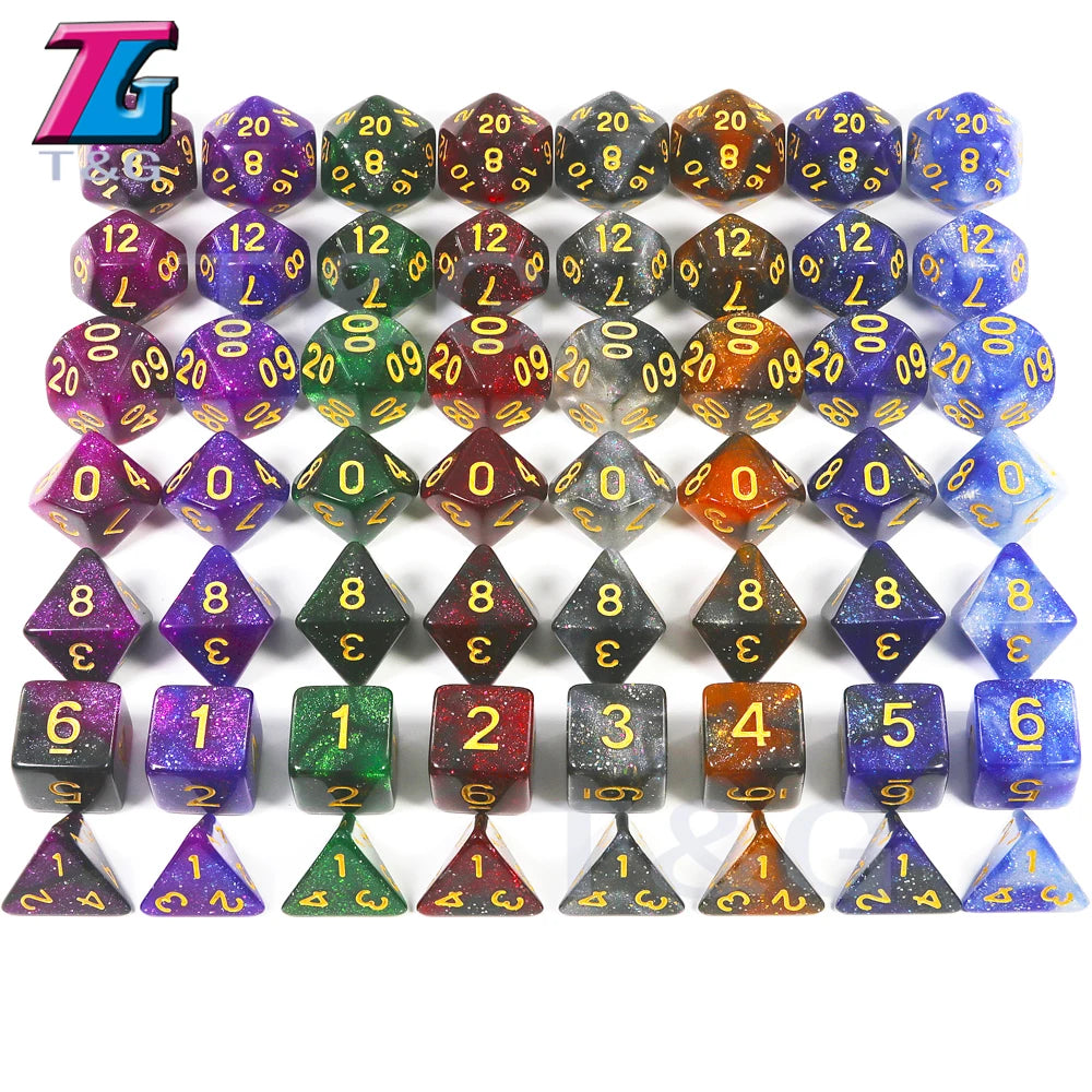 Super Universe Galaxy Dice Set of D4-D20, DND Board Game Accessories Newest Hot Dice 56PCS with Bag