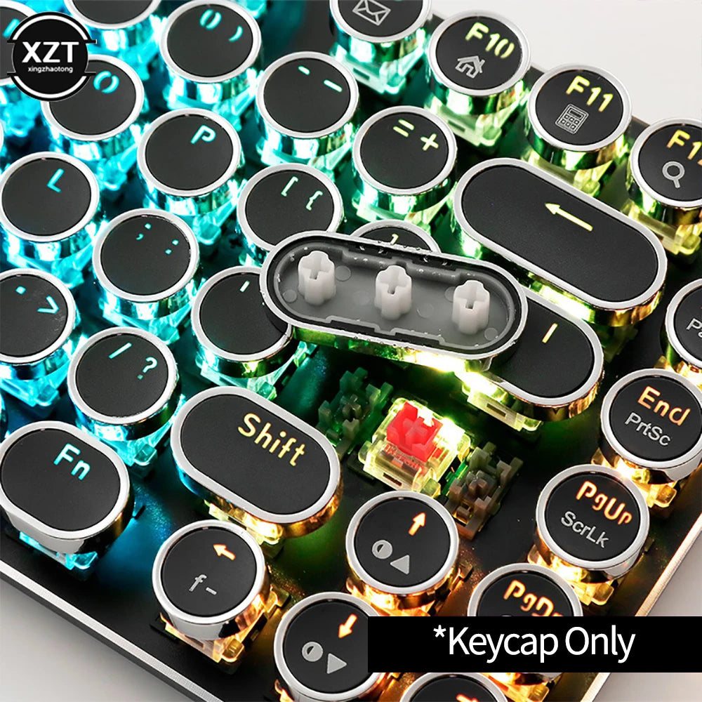 104Pcs/Set Backlit Round Keycaps Universal Round Retro Electroplating Key Cap for Cherry MX Mechanical Keyboard