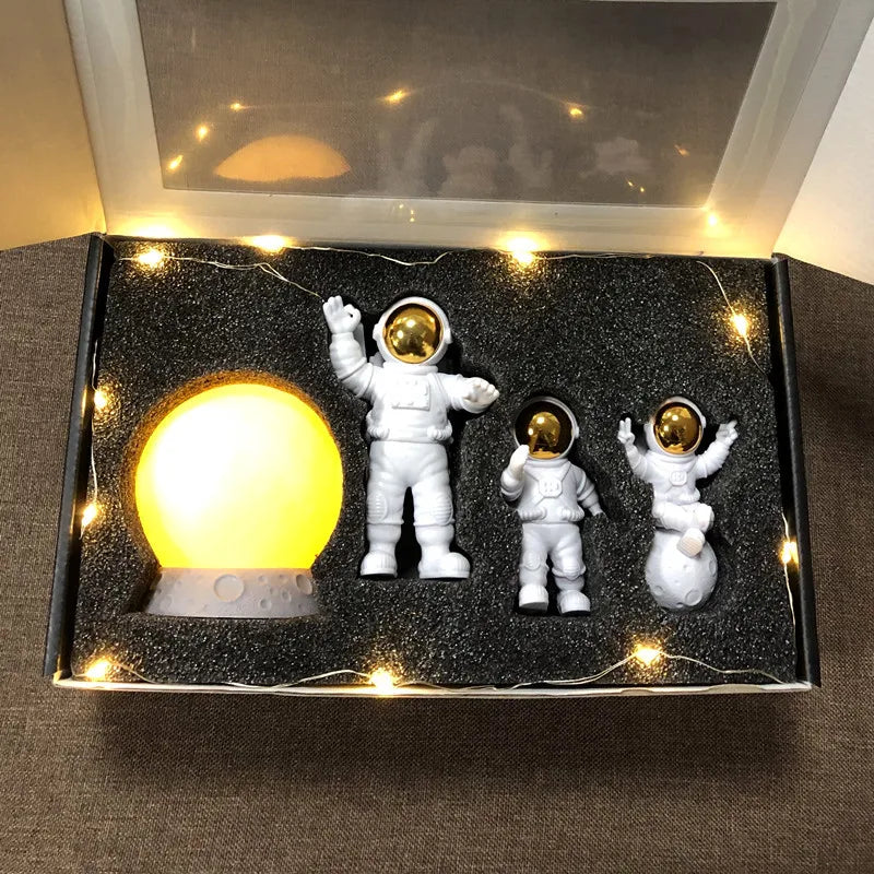 Astronaut Figure Ornaments Desktop Interior Decoration Pendulum Children Toys PVC Solid Doll Electroplate Arts And CraftsGift