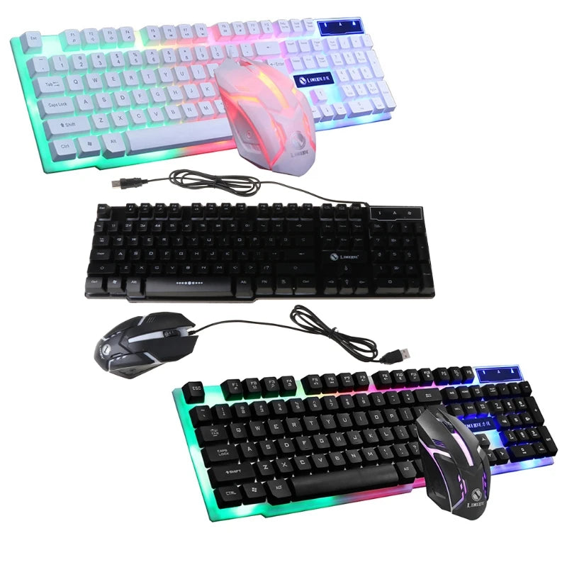 USB Wired 104 Keys RGB Backlight Ergonomic Gaming Mouse Keyboard Set