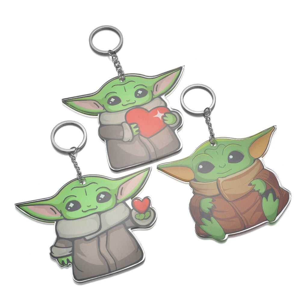 New Arrival Acrylic Keychain Star Wars Baby Yoda Figure Key Chains for Women Man Bag Car Keyring Holder Jewelry Accessories Gift
