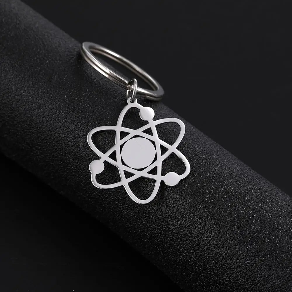 SKYRIM The Bigbang Theory Atom Key Chain Women Men Stainless Steel Physics Chemistry Science Pendant Keyring Holder Jewelry Gift