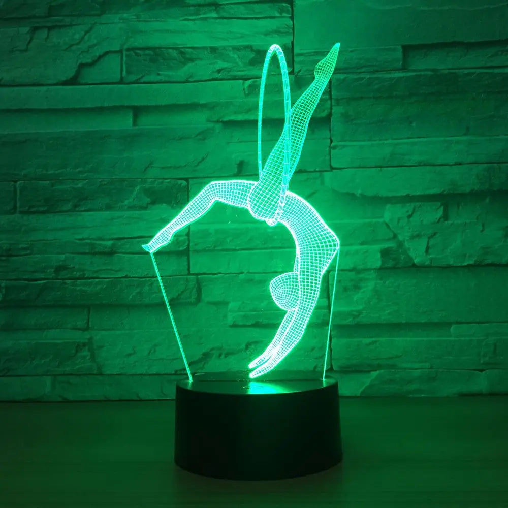 Eurhythmics 3D Lamp LED Night Light 7 Colors Changing with USB Charging Table Lamp Freestanding Artistic Gymnastics Nightlight