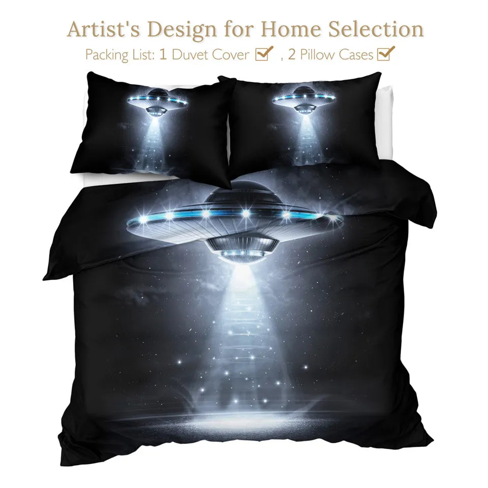 BeddingOutlet Spaceship Bedding Set Alien Duvet Cover King Dirigible Home Decoration Nebula Bedclothes Modern Comforter Cover