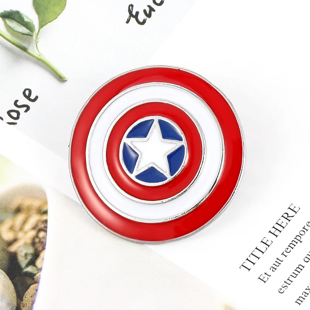Marvel Movie Captain America Shield Brooch Enamel Pin Fashion Men And Women Jewelry Badge Backpack Accessories