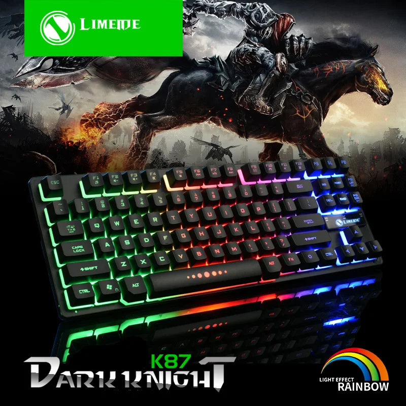 K87 Mechanical Keyboard 87 Keys USB Wired Gaming PC Keyboard RGB LED Seven-color Backlight For Mac OS 10.2 Win XP/ 7/8/10