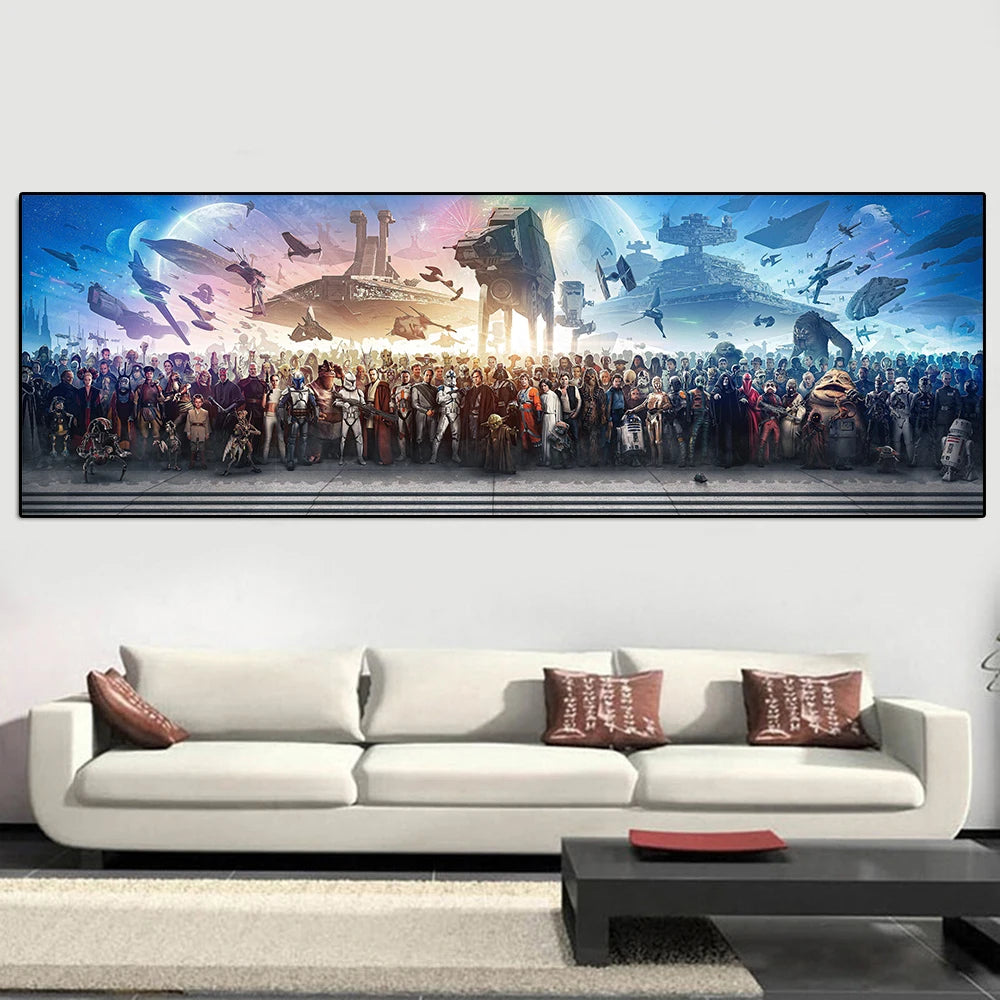 Disney Wars Fine Art Panorama Poster And Print Cartoon Avengers All Superhero Canvas Painting Large Wall Art Home Decoration