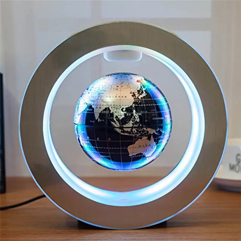 LED Floating Earth Night Light Globe, Magnetic Levitation Lamp, Novelty Planet Ball for Children, Kids World Map, English, 4"